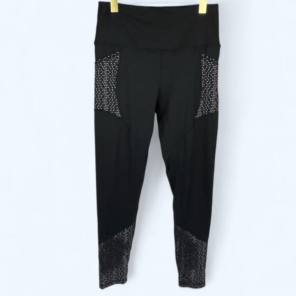 Senita Dot Reflective Leggings Running Workout Size M Side Pockets - Picture 1 of 5